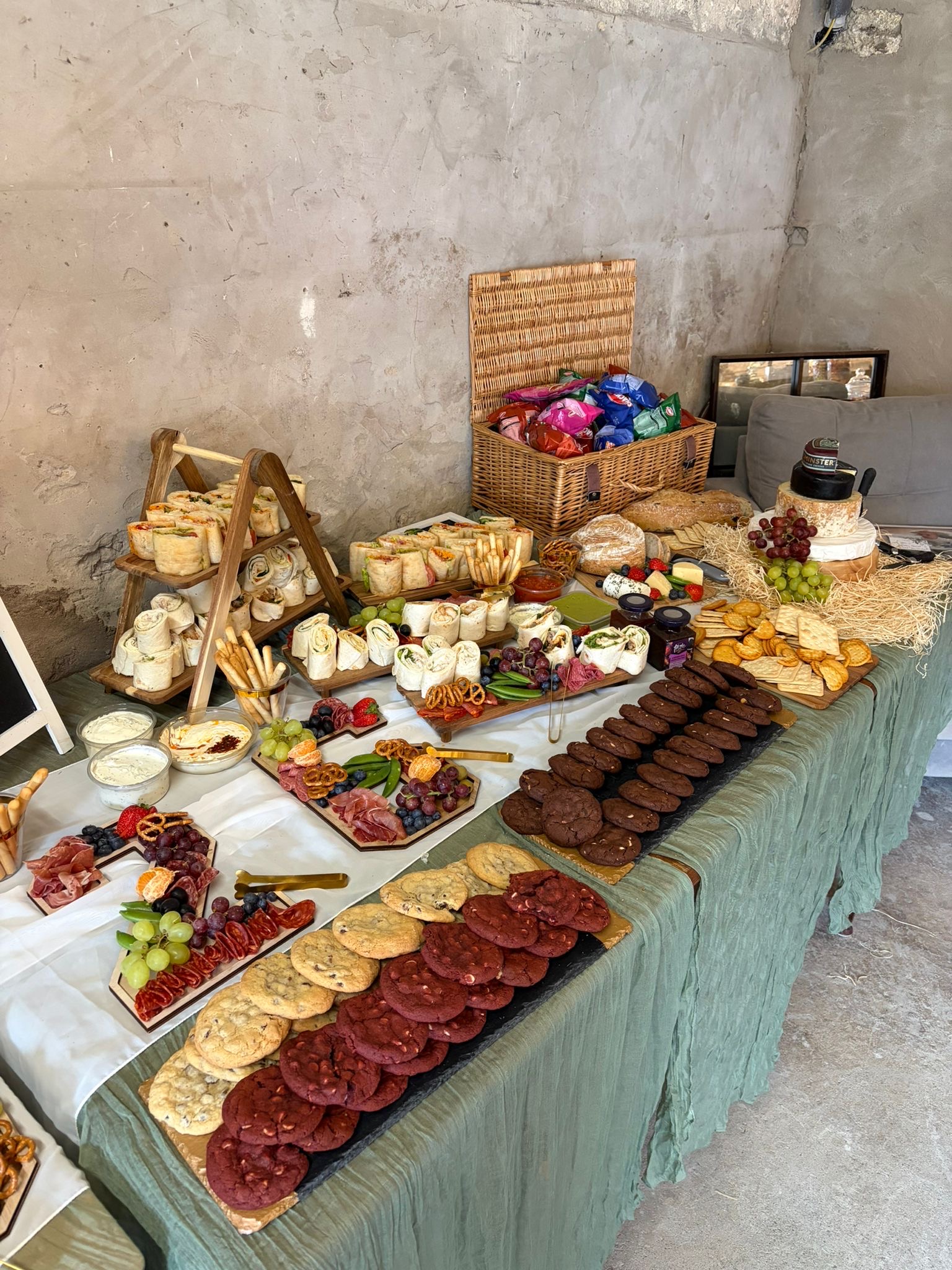 Beautifully presented buffet catering display by Tipsy Daisy
