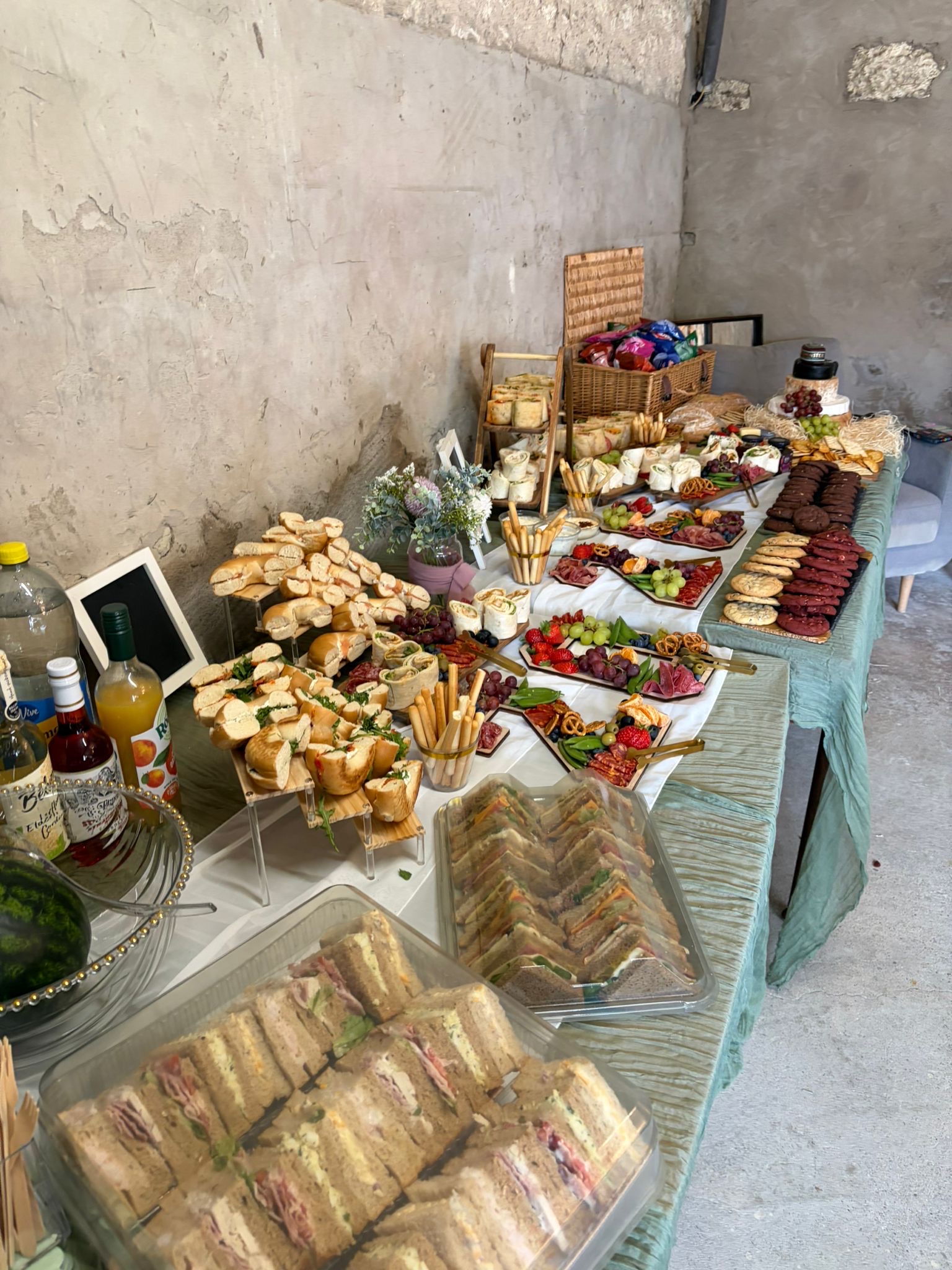 Wedding breakfast grazing spread with fresh seasonal food